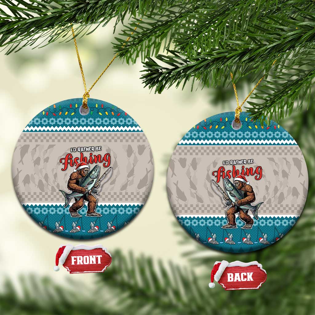 Fishing Christmas Ceramic Ornament Bigfoot Xmas Funny Style - Wonder Print Shop