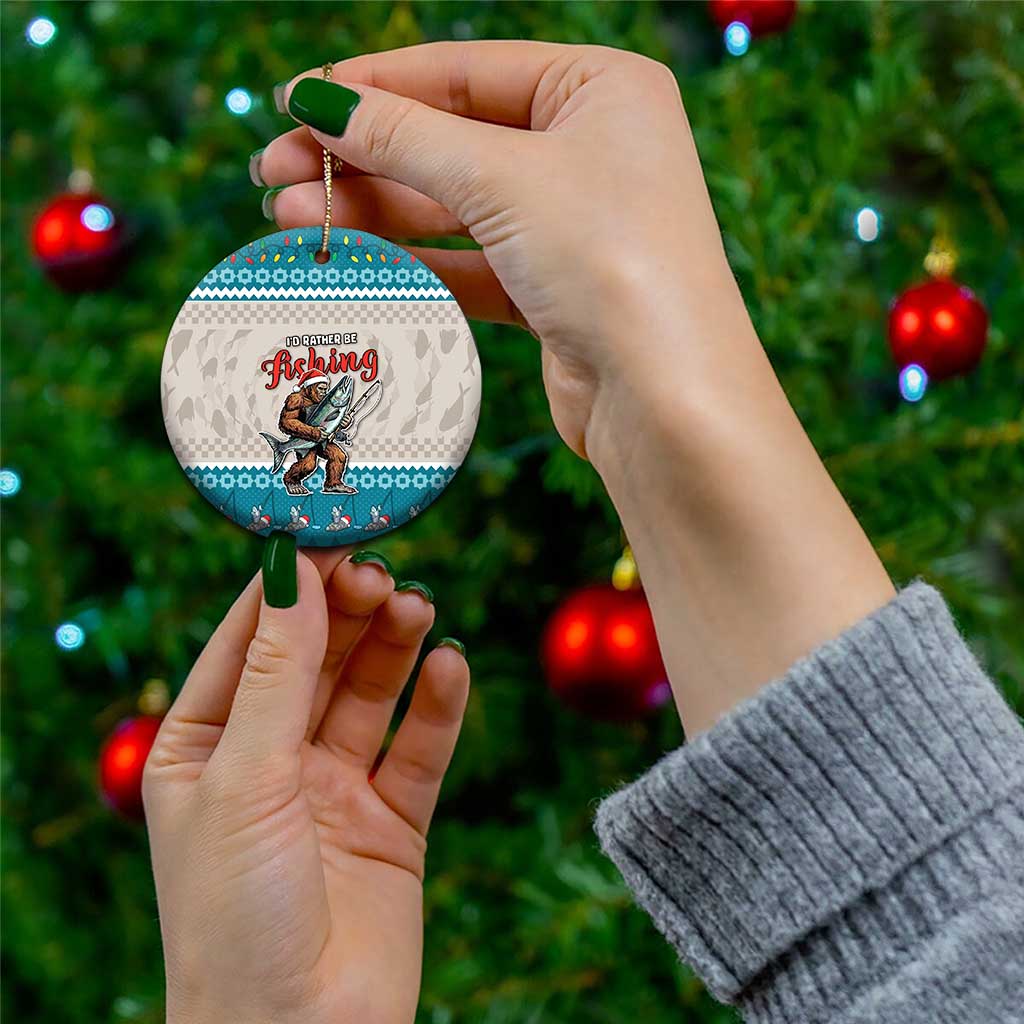 Fishing Christmas Ceramic Ornament Bigfoot Xmas Funny Style - Wonder Print Shop