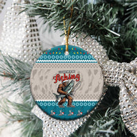 Fishing Christmas Ceramic Ornament Bigfoot Xmas Funny Style - Wonder Print Shop