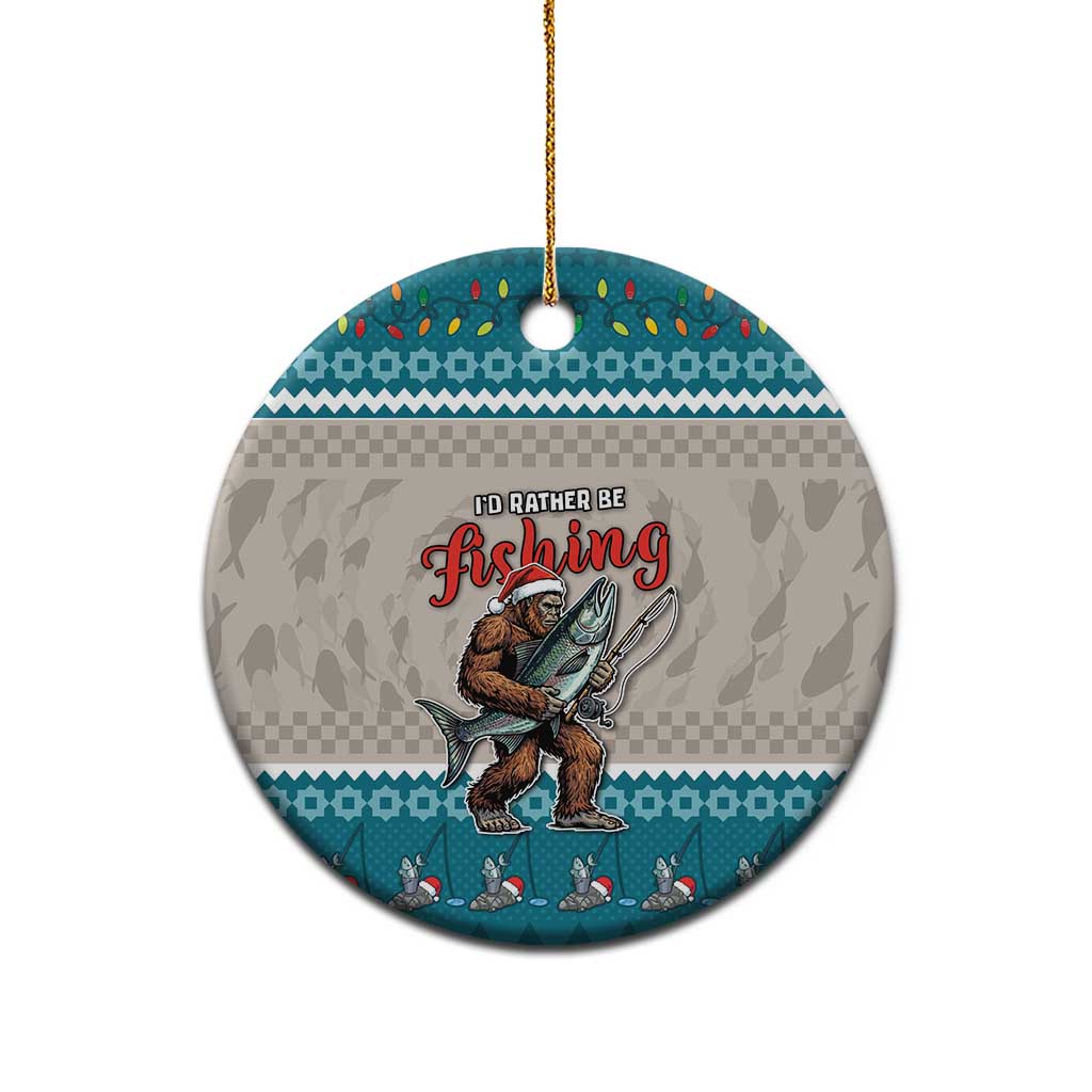 Fishing Christmas Ceramic Ornament Bigfoot Xmas Funny Style - Wonder Print Shop