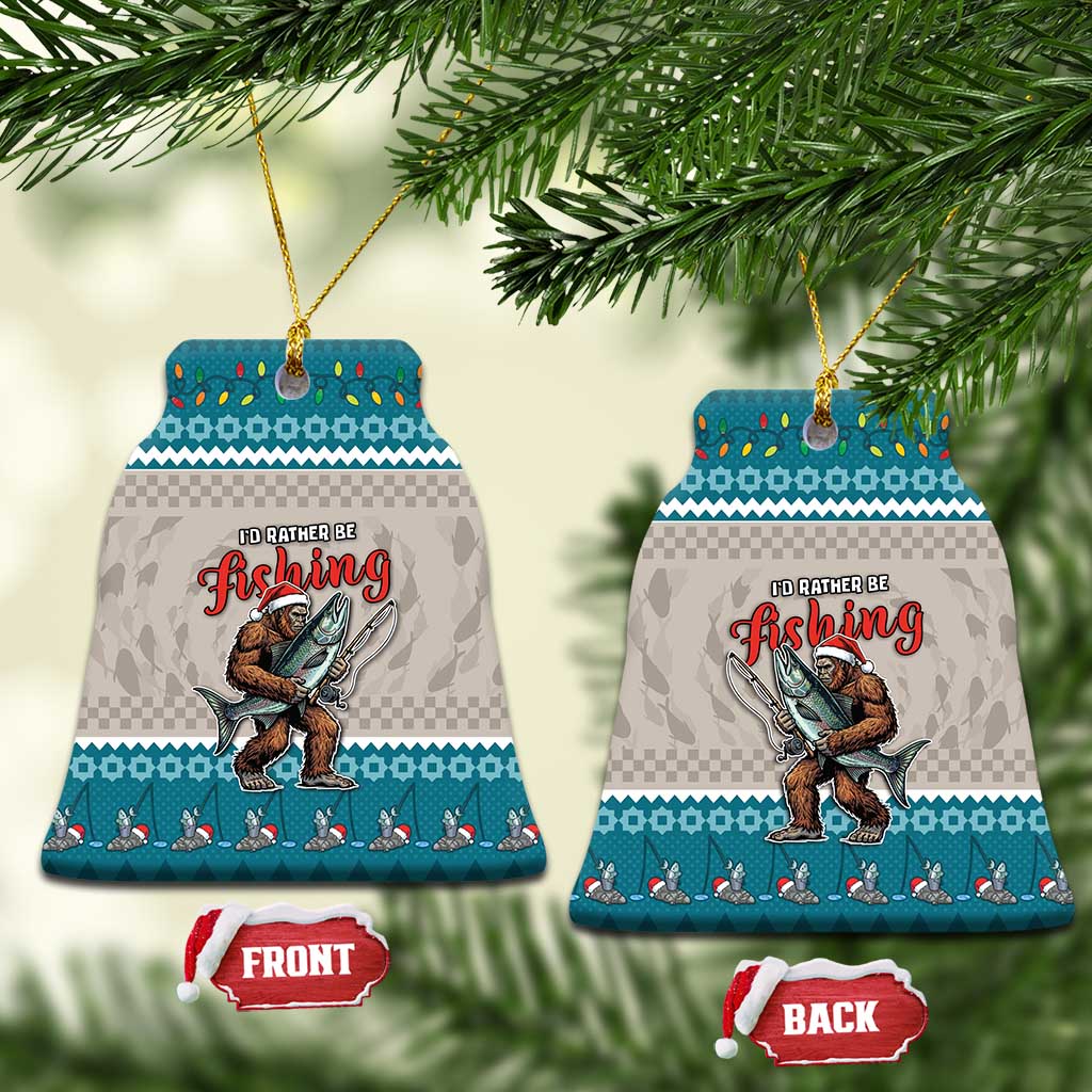 Fishing Christmas Ceramic Ornament Bigfoot Xmas Funny Style - Wonder Print Shop