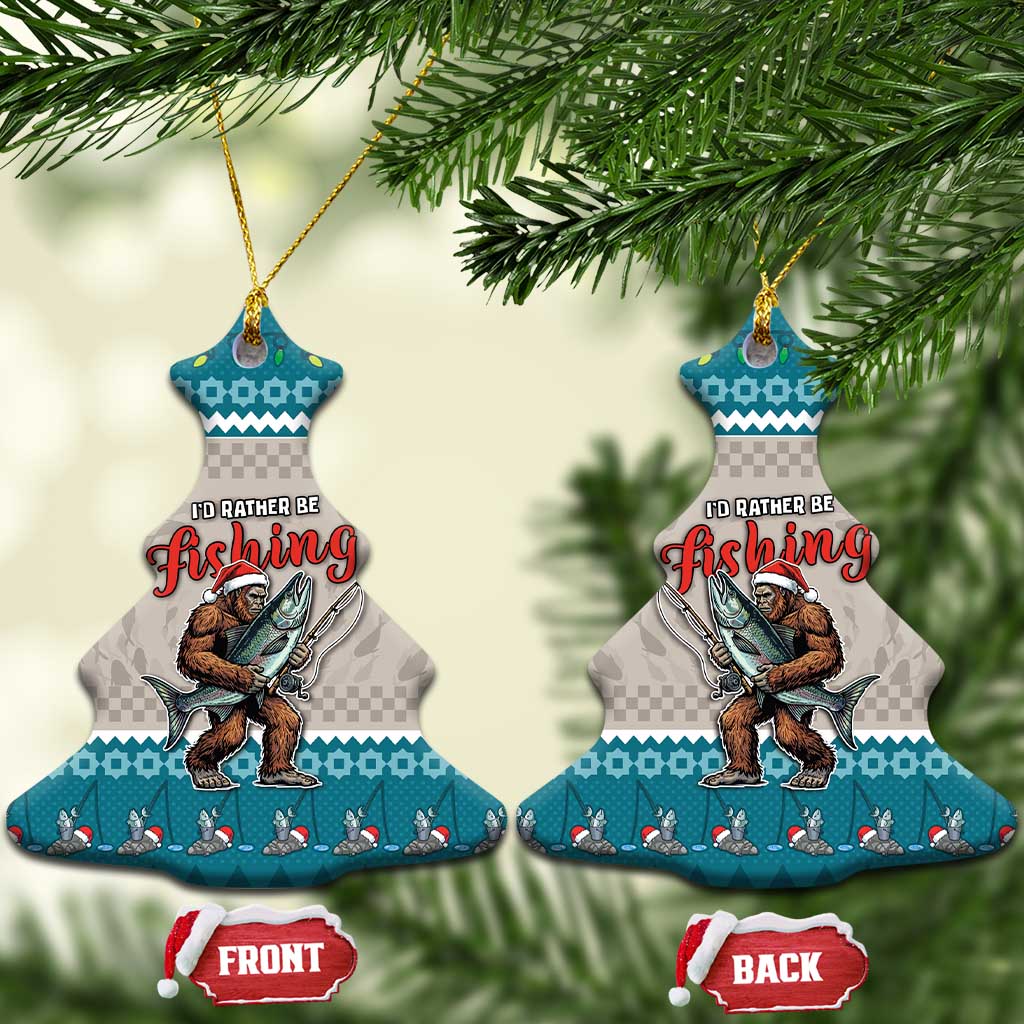 Fishing Christmas Ceramic Ornament Bigfoot Xmas Funny Style - Wonder Print Shop