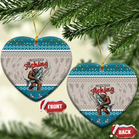 Fishing Christmas Ceramic Ornament Bigfoot Xmas Funny Style - Wonder Print Shop