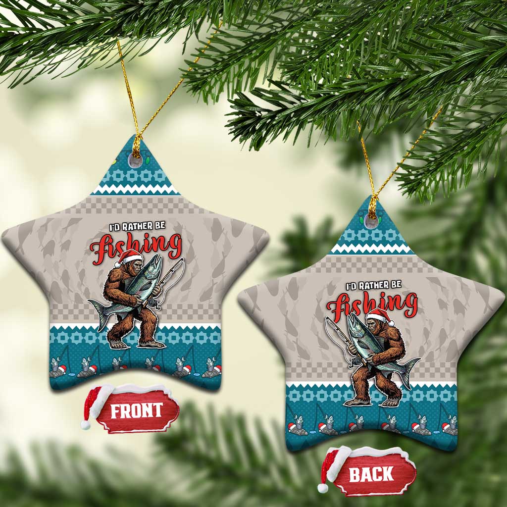 Fishing Christmas Ceramic Ornament Bigfoot Xmas Funny Style - Wonder Print Shop