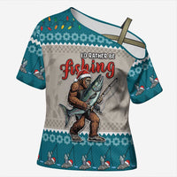 Bigfoot Fishing Christmas Cross Shoulder Shirt Funny Style - Wonder Print Shop