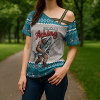 Bigfoot Fishing Christmas Cross Shoulder Shirt Funny Style - Wonder Print Shop