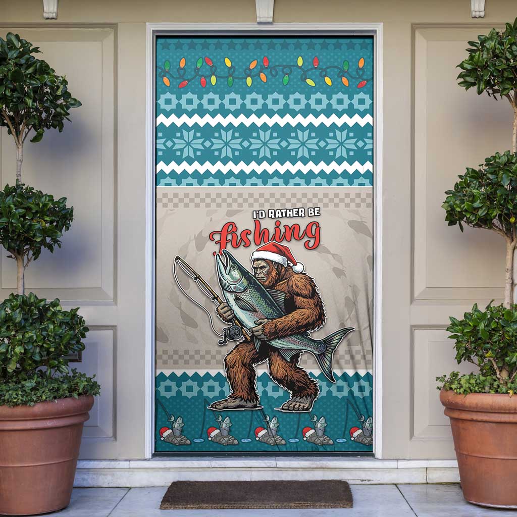 Bigfoot Fishing Christmas Door Cover Funny Style - Wonder Print Shop