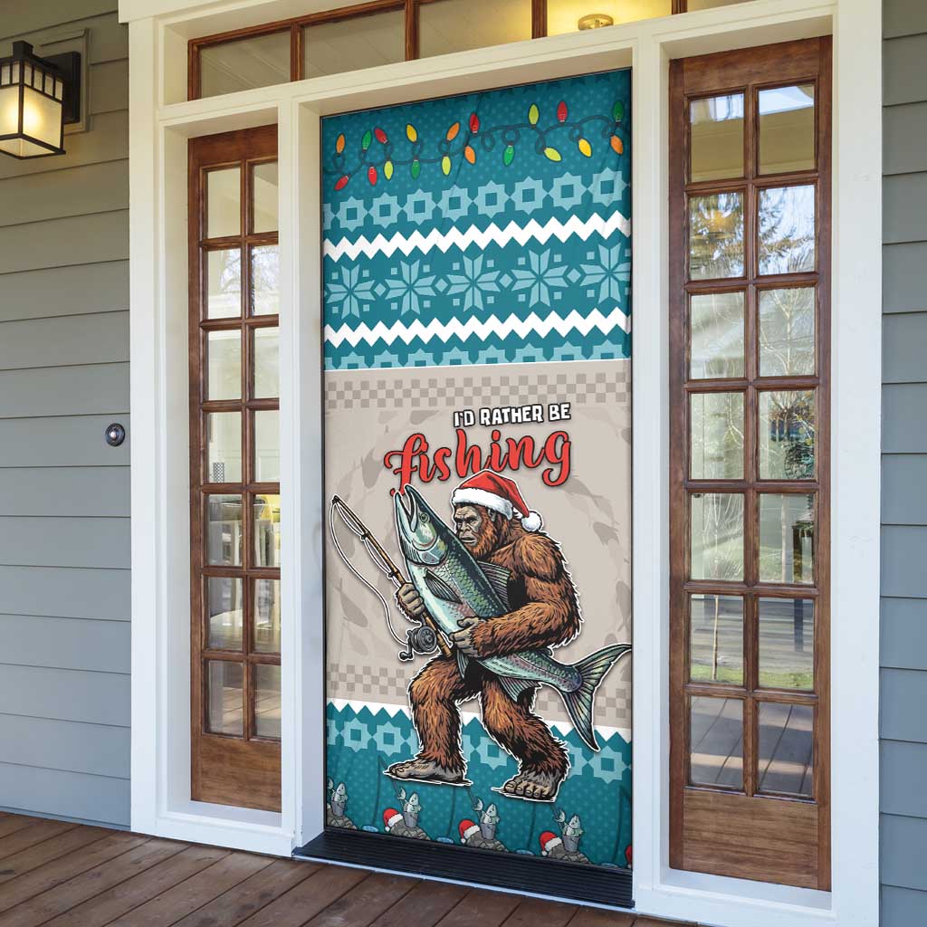 Bigfoot Fishing Christmas Door Cover Funny Style - Wonder Print Shop