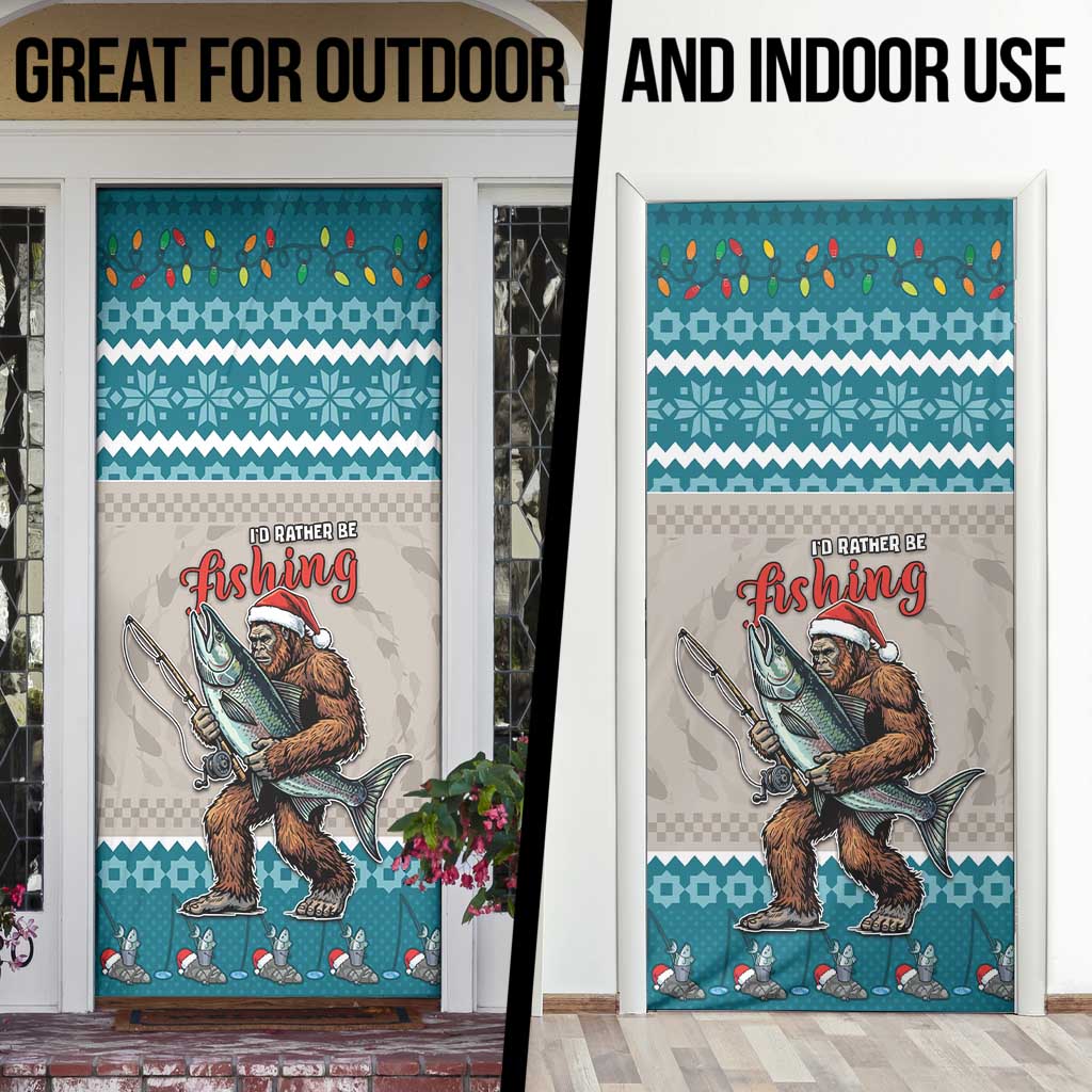 Bigfoot Fishing Christmas Door Cover Funny Style - Wonder Print Shop