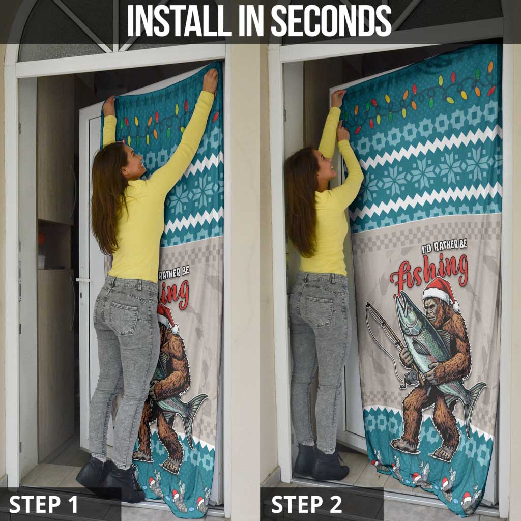 Bigfoot Fishing Christmas Door Cover Funny Style - Wonder Print Shop