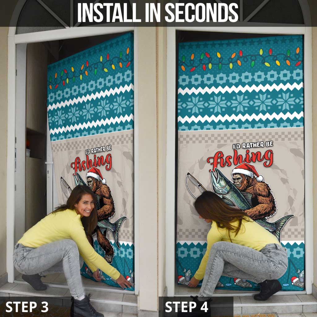 Bigfoot Fishing Christmas Door Cover Funny Style - Wonder Print Shop