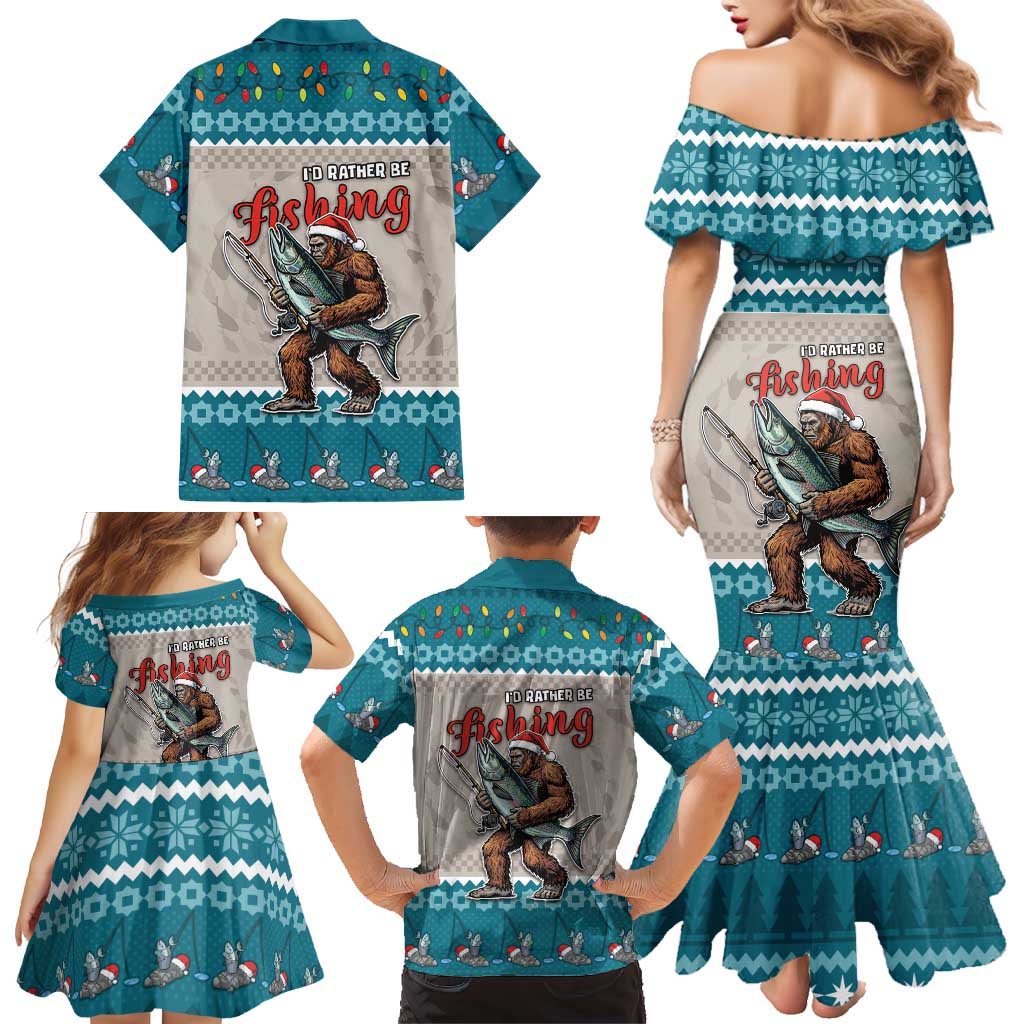 Bigfoot Fishing Christmas Family Matching Mermaid Dress and Hawaiian Shirt Funny Style - Wonder Print Shop