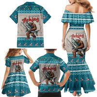 Bigfoot Fishing Christmas Family Matching Mermaid Dress and Hawaiian Shirt Funny Style - Wonder Print Shop