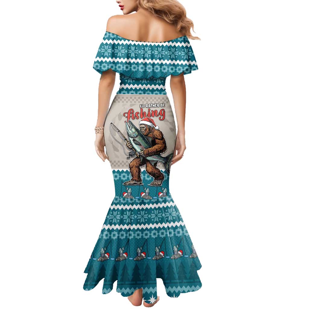 Bigfoot Fishing Christmas Family Matching Mermaid Dress and Hawaiian Shirt Funny Style - Wonder Print Shop