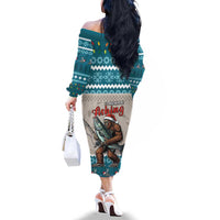 Bigfoot Fishing Christmas Family Matching Off The Shoulder Long Sleeve Dress and Hawaiian Shirt Funny Style - Wonder Print Shop