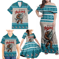 Bigfoot Fishing Christmas Family Matching Off Shoulder Maxi Dress and Hawaiian Shirt Funny Style - Wonder Print Shop