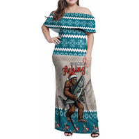 Bigfoot Fishing Christmas Family Matching Off Shoulder Maxi Dress and Hawaiian Shirt Funny Style - Wonder Print Shop