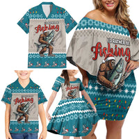 Bigfoot Fishing Christmas Family Matching Off Shoulder Short Dress and Hawaiian Shirt Funny Style - Wonder Print Shop