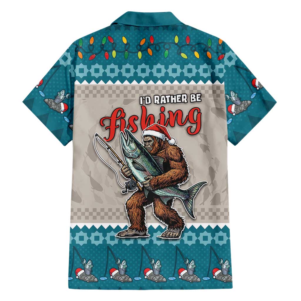 Bigfoot Fishing Christmas Family Matching Off Shoulder Short Dress and Hawaiian Shirt Funny Style - Wonder Print Shop