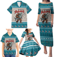 Bigfoot Fishing Christmas Family Matching Puletasi and Hawaiian Shirt Funny Style - Wonder Print Shop
