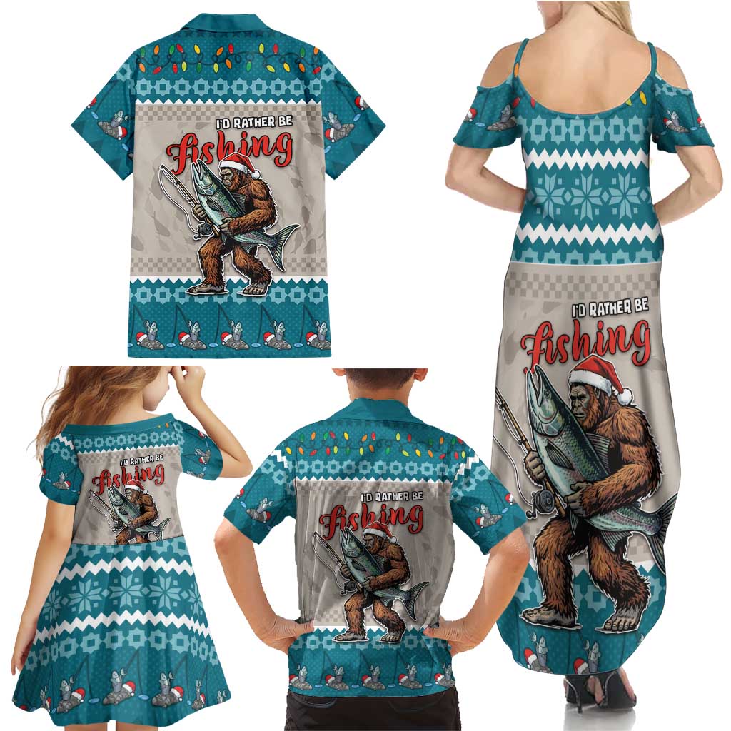 Bigfoot Fishing Christmas Family Matching Summer Maxi Dress and Hawaiian Shirt Funny Style - Wonder Print Shop