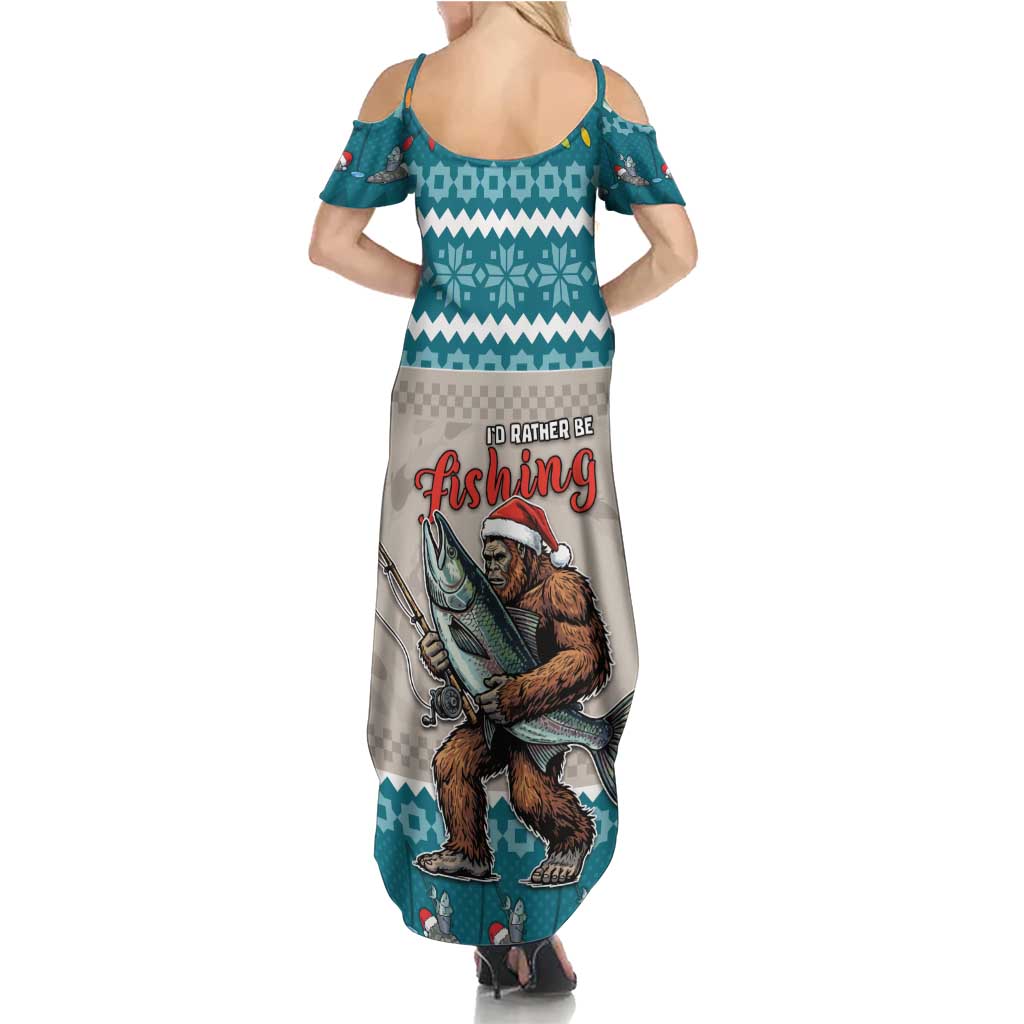 Bigfoot Fishing Christmas Family Matching Summer Maxi Dress and Hawaiian Shirt Funny Style - Wonder Print Shop