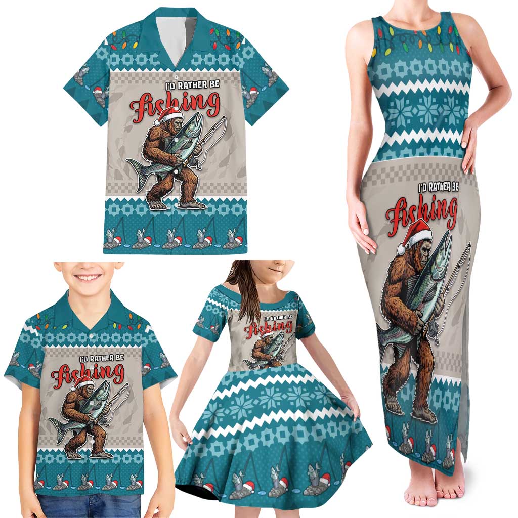 Bigfoot Fishing Christmas Family Matching Tank Maxi Dress and Hawaiian Shirt Funny Style - Wonder Print Shop