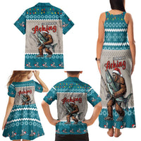 Bigfoot Fishing Christmas Family Matching Tank Maxi Dress and Hawaiian Shirt Funny Style - Wonder Print Shop