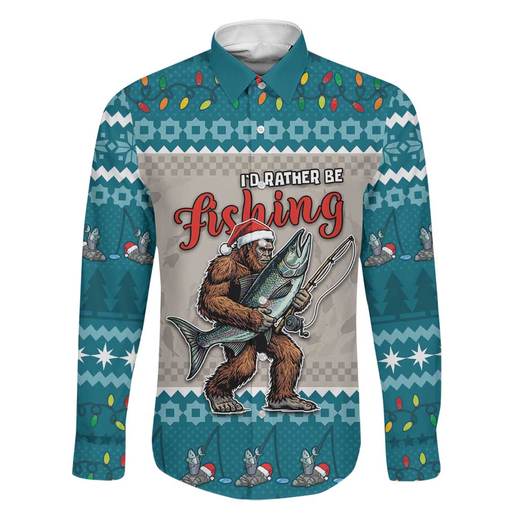 Bigfoot Fishing Christmas Family Matching Tank Maxi Dress and Hawaiian Shirt Funny Style - Wonder Print Shop