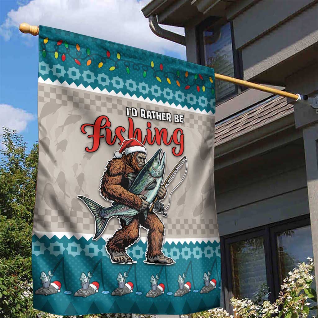 Bigfoot Fishing Christmas Garden Flag Funny Style - Wonder Print Shop