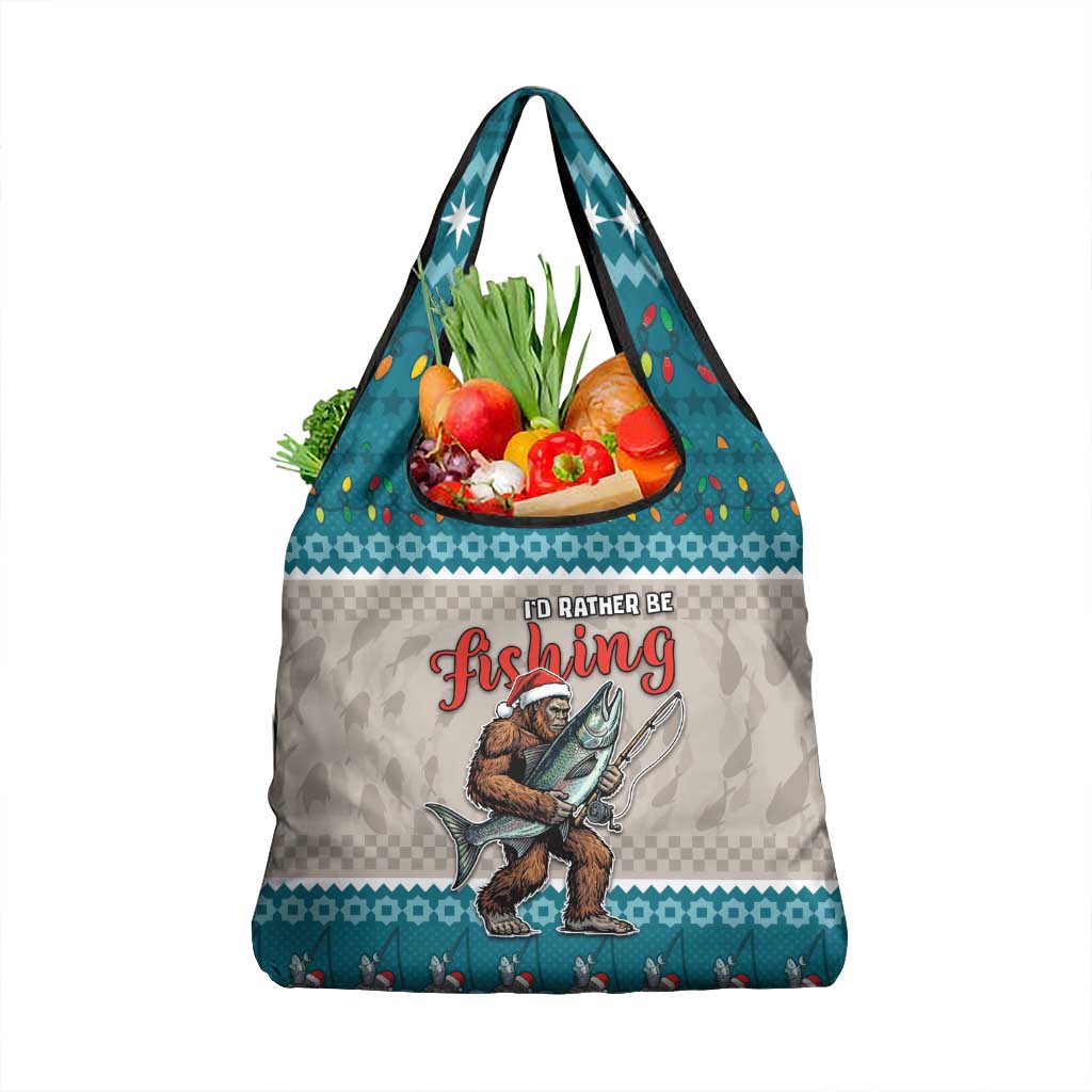Bigfoot Fishing Christmas Grocery Bag Funny Style - Wonder Print Shop