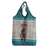 Bigfoot Fishing Christmas Grocery Bag Funny Style - Wonder Print Shop