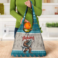 Bigfoot Fishing Christmas Grocery Bag Funny Style - Wonder Print Shop