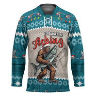 Bigfoot Fishing Christmas Hockey Jersey Funny Style - Wonder Print Shop
