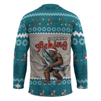 Bigfoot Fishing Christmas Hockey Jersey Funny Style - Wonder Print Shop