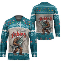 Bigfoot Fishing Christmas Hockey Jersey Funny Style - Wonder Print Shop