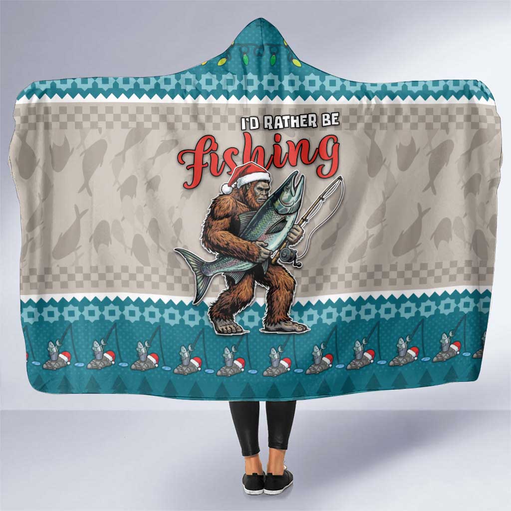 Bigfoot Fishing Christmas Hooded Blanket Funny Style - Wonder Print Shop