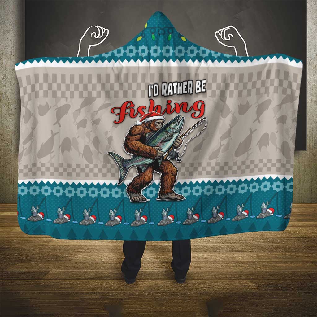 Bigfoot Fishing Christmas Hooded Blanket Funny Style - Wonder Print Shop