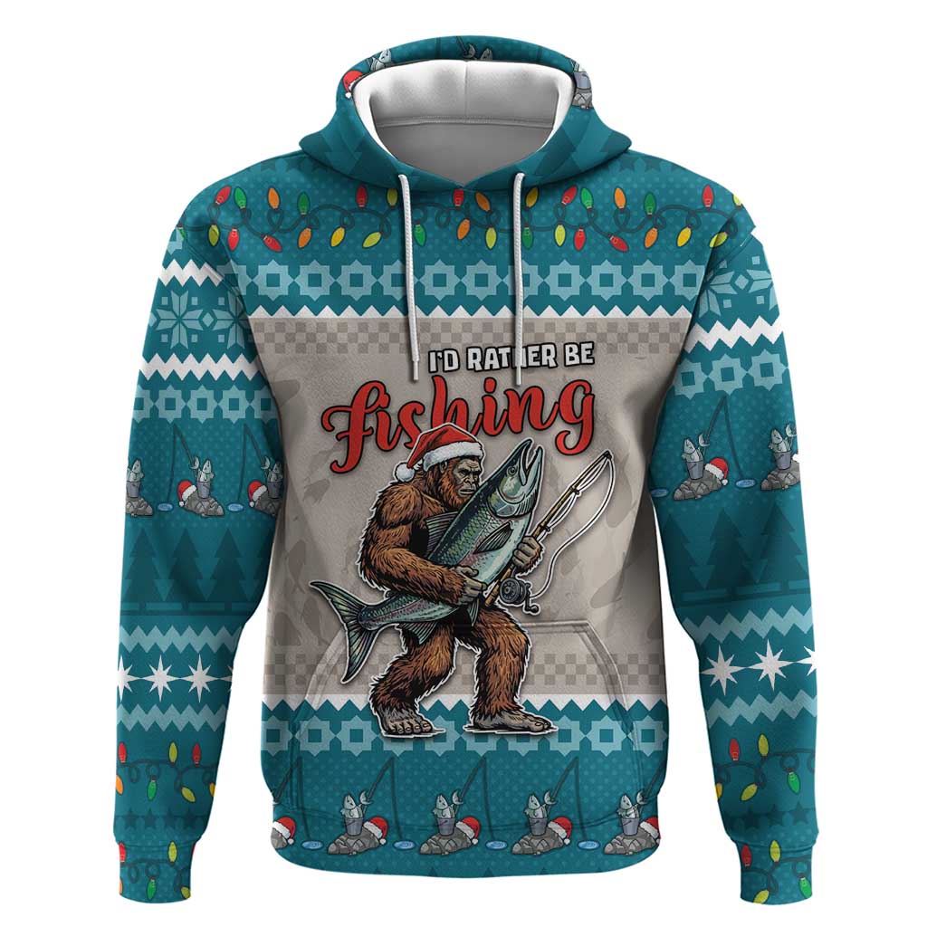 Bigfoot Fishing Christmas Hoodie Funny Style - Wonder Print Shop