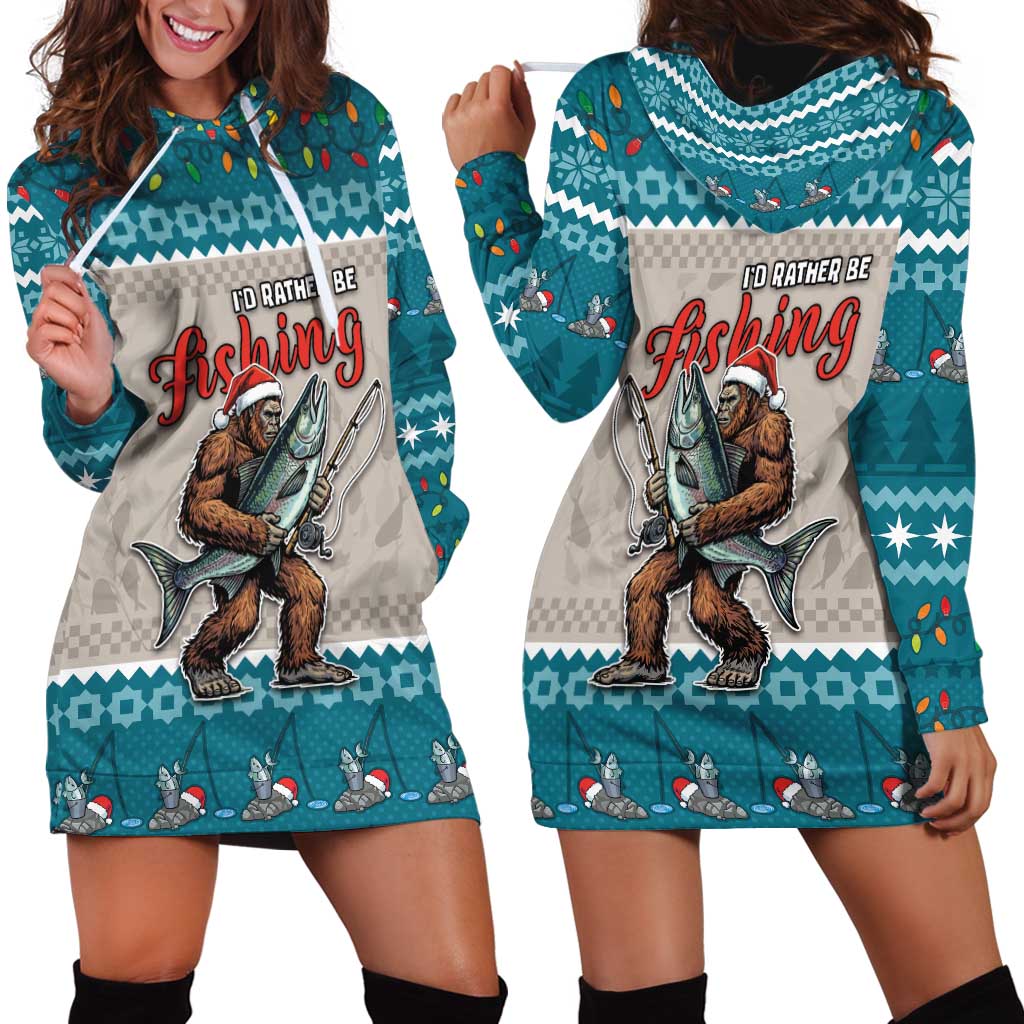 Bigfoot Fishing Christmas Hoodie Dress Funny Style - Wonder Print Shop