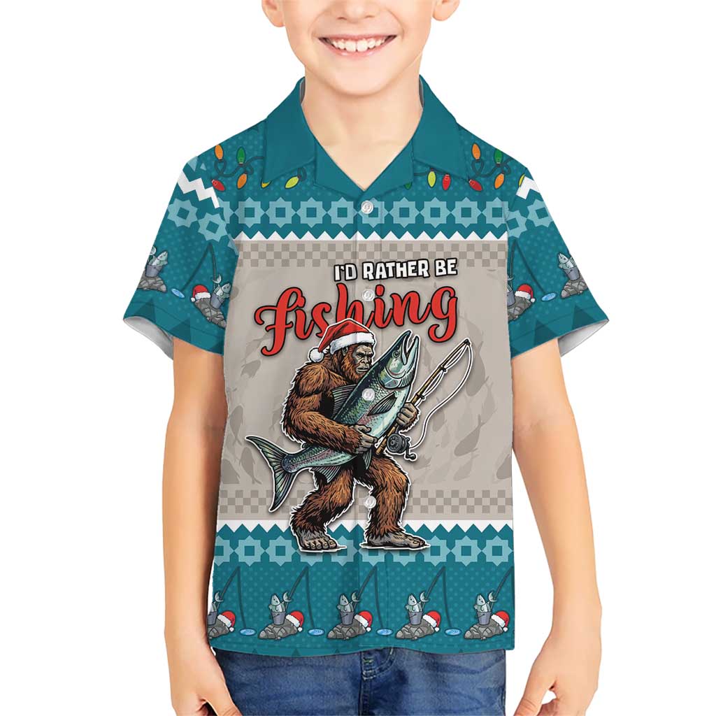 Bigfoot Fishing Christmas Kid Hawaiian Shirt Funny Style - Wonder Print Shop