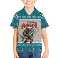 Bigfoot Fishing Christmas Kid Hawaiian Shirt Funny Style - Wonder Print Shop