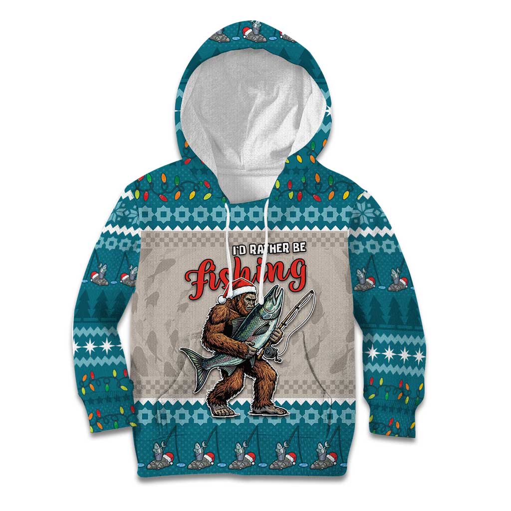Bigfoot Fishing Christmas Kid Hoodie Funny Style - Wonder Print Shop