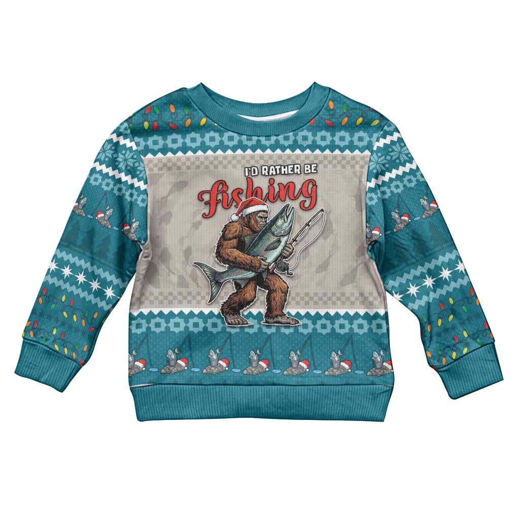 Fishing Christmas Kid Ugly Christmas Sweater Bigfoot Xmas Funny Style - Wonder Print Shop