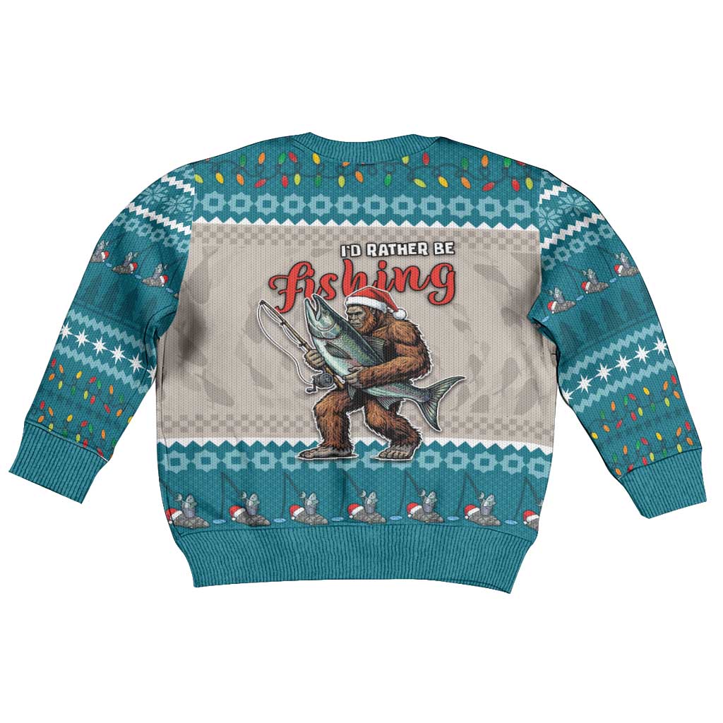 Fishing Christmas Kid Ugly Christmas Sweater Bigfoot Xmas Funny Style - Wonder Print Shop
