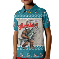 Bigfoot Fishing Christmas Kid Polo Shirt Funny Style - Wonder Print Shop