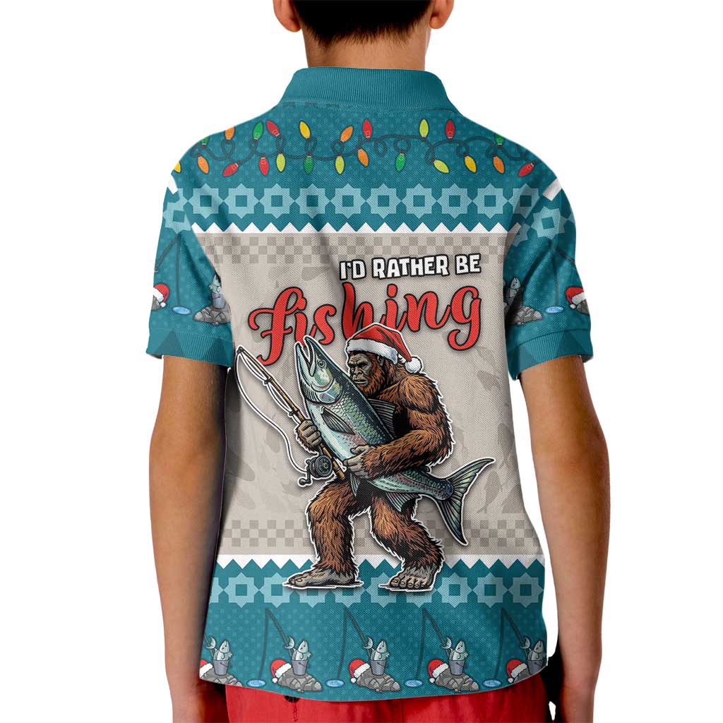 Bigfoot Fishing Christmas Kid Polo Shirt Funny Style - Wonder Print Shop