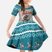 Bigfoot Fishing Christmas Kid Short Sleeve Dress Funny Style - Wonder Print Shop