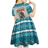 Bigfoot Fishing Christmas Kid Short Sleeve Dress Funny Style - Wonder Print Shop