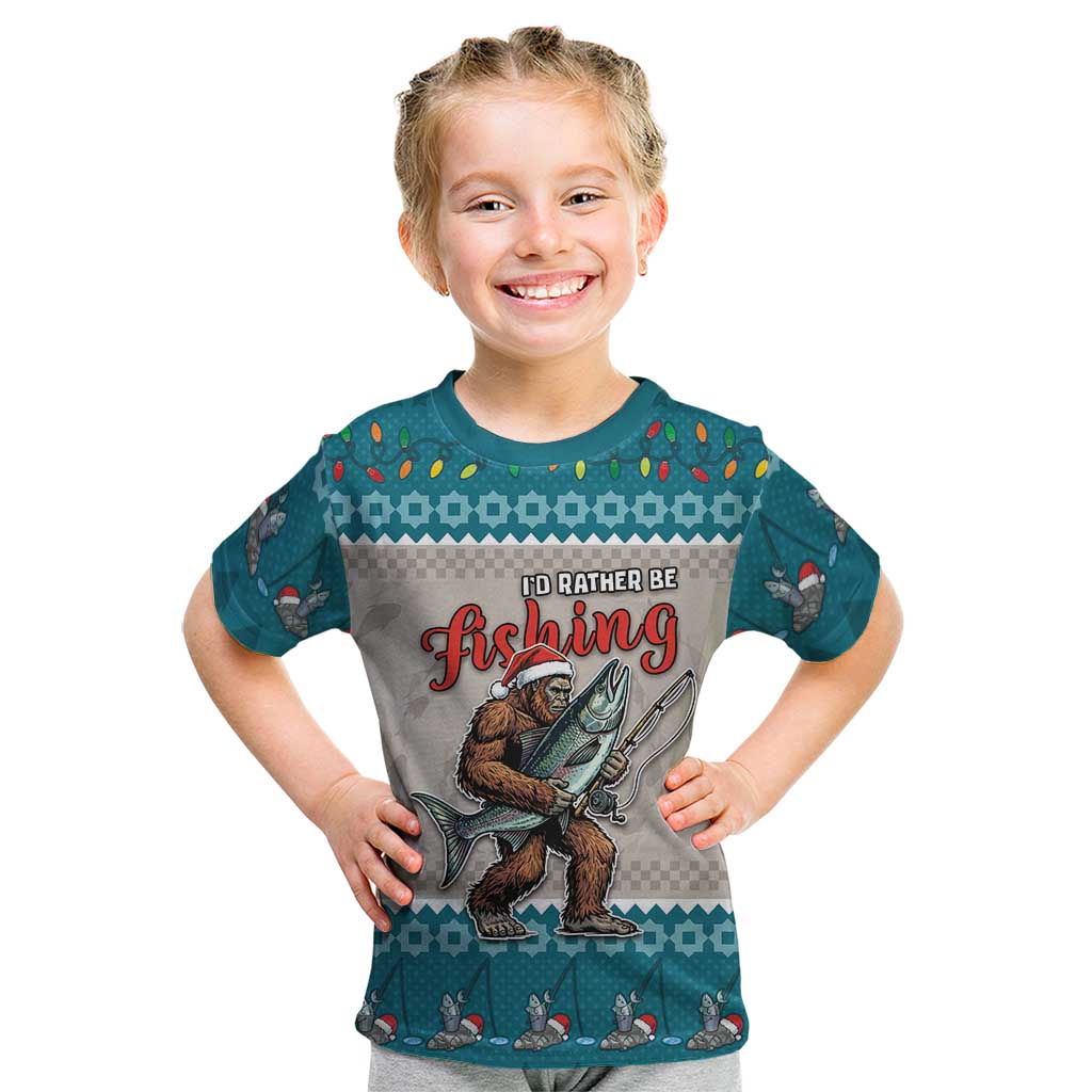 Bigfoot Fishing Christmas Kid T Shirt Funny Style - Wonder Print Shop